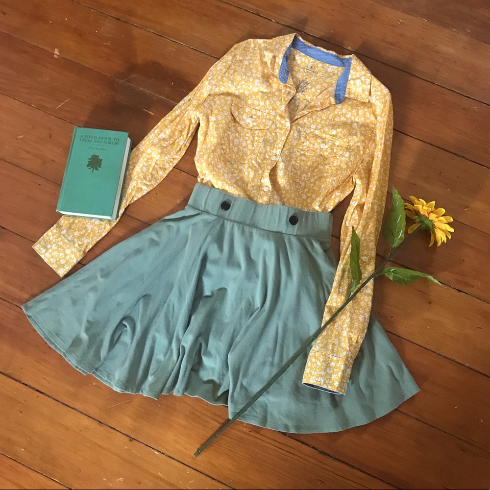 Yellow Print Button-Down Shirt